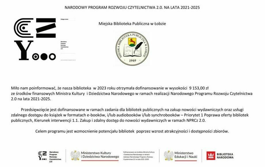 Zdjęcie do NARODOWY PROGRAM ROZWOJU CZYTELNICTWA 2.0. NA LATA 2021-2025