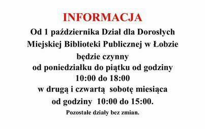 Zdjęcie do Informacja o zmianie godzin otwarcia Biblioteki