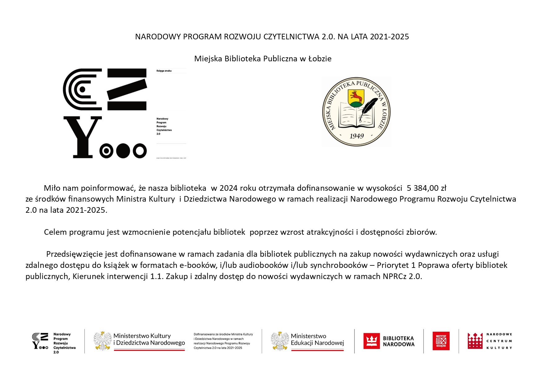 NARODOWY PROGRAM ROZWOJU CZYTELNICTWA 2.0. NA LATA 2021-2025